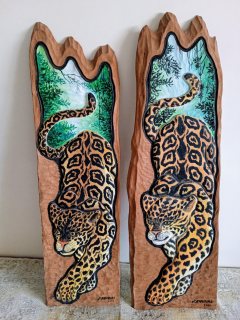 لوحتان فنيتان اصليتان منحوتتان على خشب الزان للفنان البرازيلي سيكويرا (عمل يدوي)