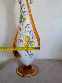 مزهرية انتيك من زجاج الاوبالين الفرنسي مستوحى من فن المورانو القديم  4
